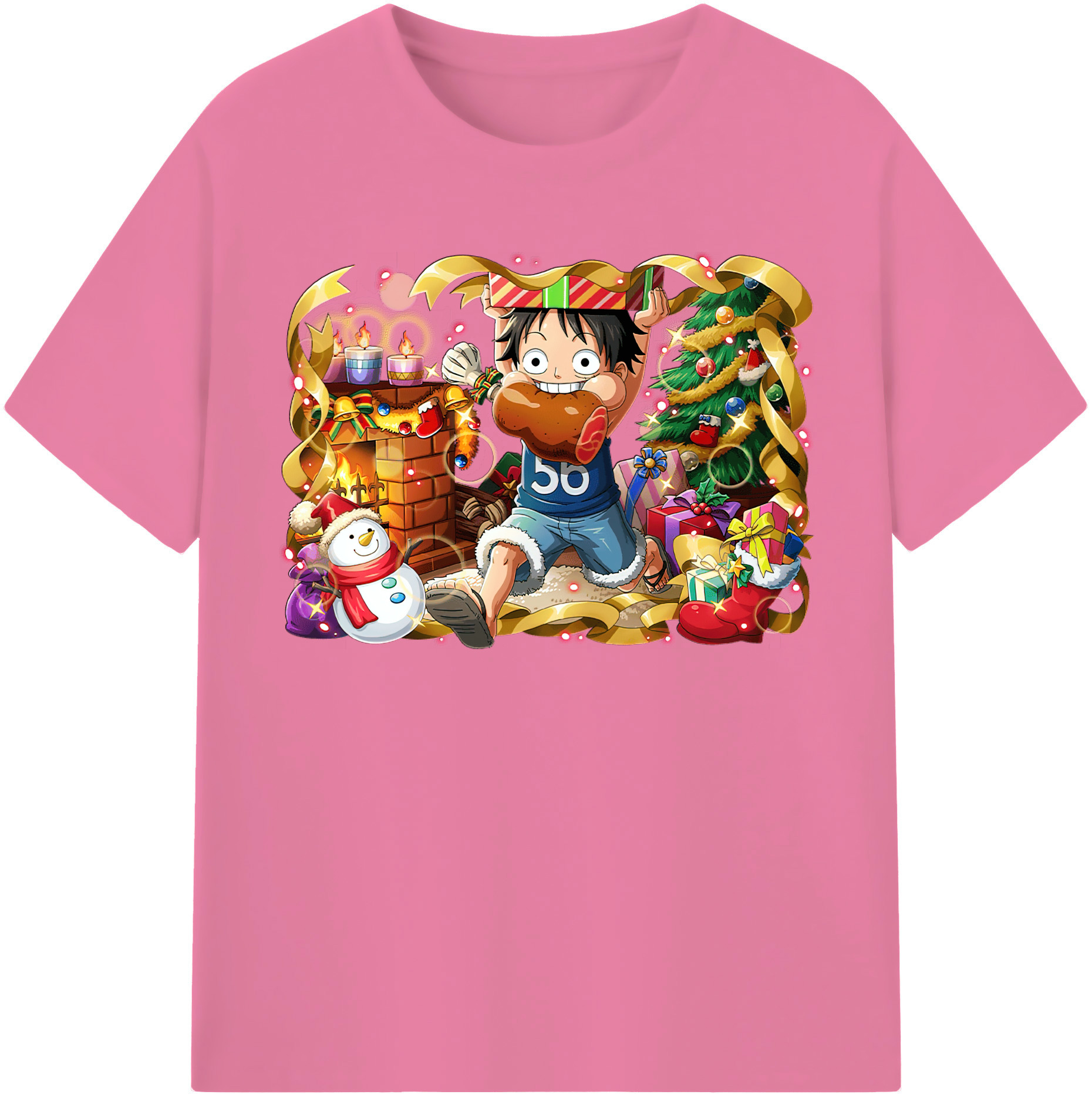 ワンピース モンキー・D・ルフィ ONE PIECE Monkey D. Luffy 綿100％半袖Tシャツ（フロントプリント）